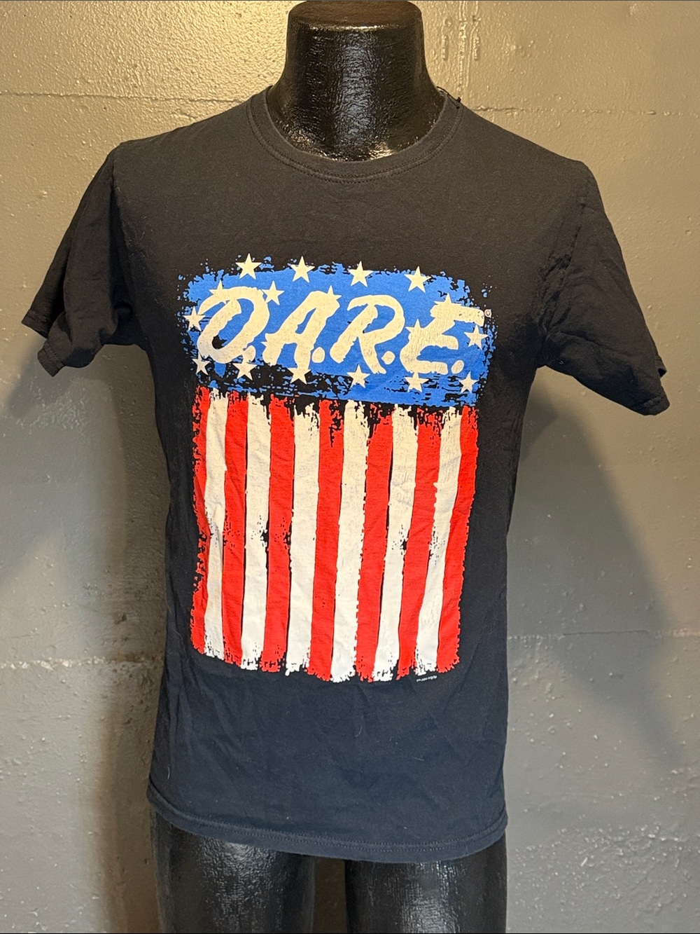 Fruit of the Loom Black D.A.R.E. Tee with Red, White & Blue Graphic